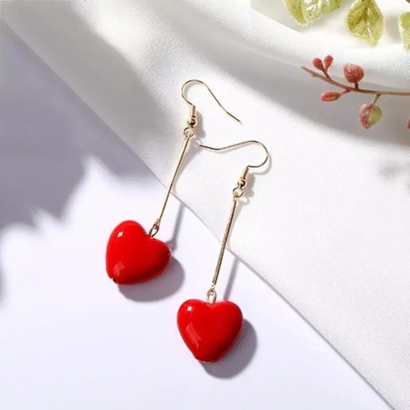 Jewelry - Heart red drop dangle earrings valentine gift